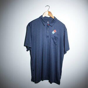 Dominos Pizza Employee Polo Mens Large Blue Gray Delivery Uniform Top